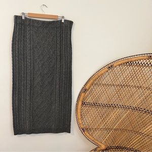 NWT Lauren Ralph Lauren Wool and Cashmere Cable-Knit Midi Skirt